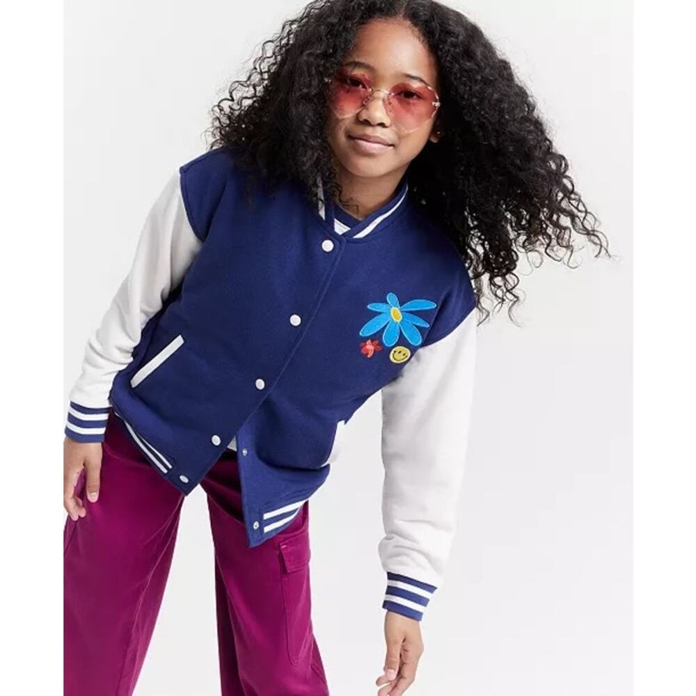 Epic Threads Girls Blue Varsity Jacket - Size 10/12